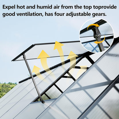 ASJMR 8×14 PC Outdoor Greenhouse, Green Houses for Outside with Aluminum Frame, Lockable Door & Adjustable Roof Vent - Heavy Duty Green Houses for Outside, Backyard, Garden, Patio Use (8×14)