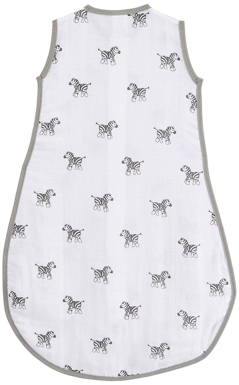 Amazing Baby Cotton Muslin Sleeping Sack, For Baby Boy or Girl, Wearable Blanket with 2-way Zipper, Zebras, Black, Medium (6-12 Month)