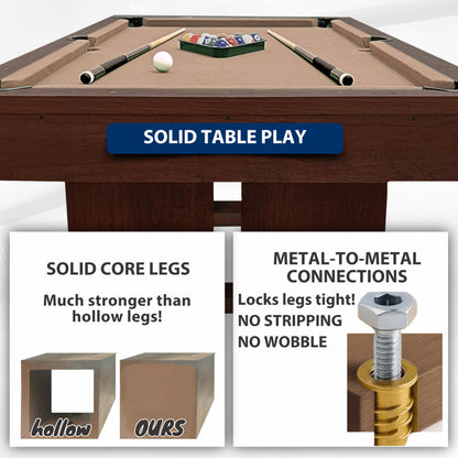 7 FT Pool Table with Dining Top, 3-in-1 Combo Game Table Billiards, Ping Pong and Dining Table. NEW & Improved Design 2026! (Table Only)