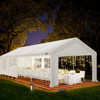 COBIZI 10x30 Party Tent Heavy Duty, Tents for Parties with Removable Sidewalls & 4 Built-in Sandbags, Commercial Wedding Tent, UV 50+, Waterproof, White