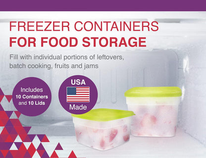 Arrow Reusable Plastic Storage Container Set, 10 Pack, 1 Pint/16 Ounce Each, BPA-Free, Dishwasher/Microwave Safe