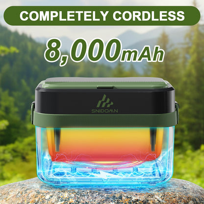 Snidomn Cordless Electric Lunch Box XL 6.3-Cup, 60W Fast Heating Portable Food Warmer with Scheduled Heating, Removable Divider, Large Capacity Heated Lunch Box for Work & Outdoor