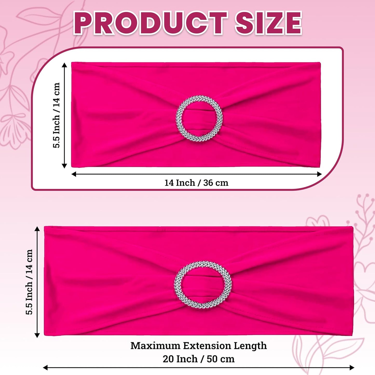 MDS Spandex Chair Sashes - Universal Elastic Stretch Bands with Slider Bow for Wedding Decor | Magenta, Pack of 125