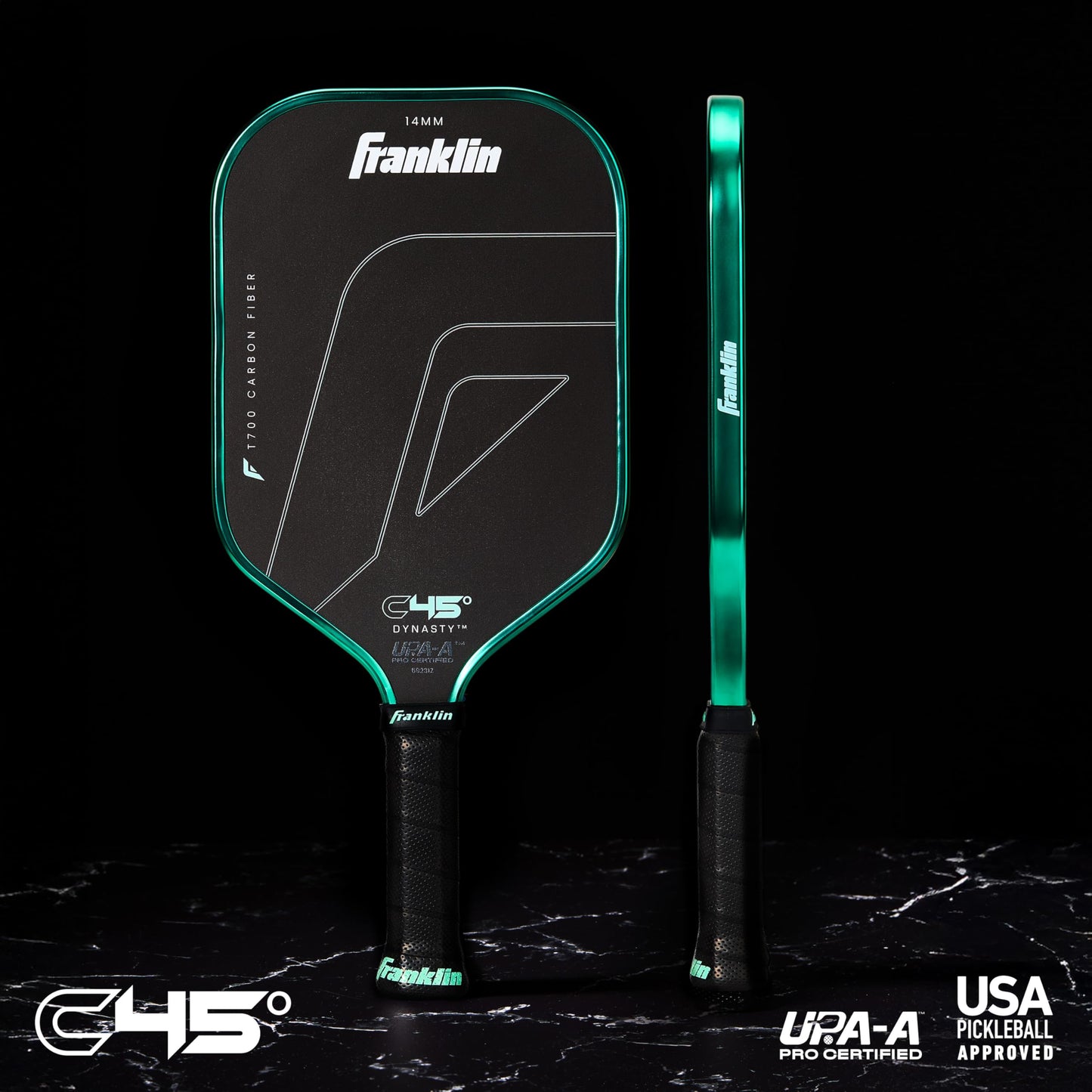 Franklin Sports PRO Pickleball Paddles – C45 Carbon Fiber Series - Official USAP + UPA Approved – Pro Player Design, Dynasty 14MM Mint