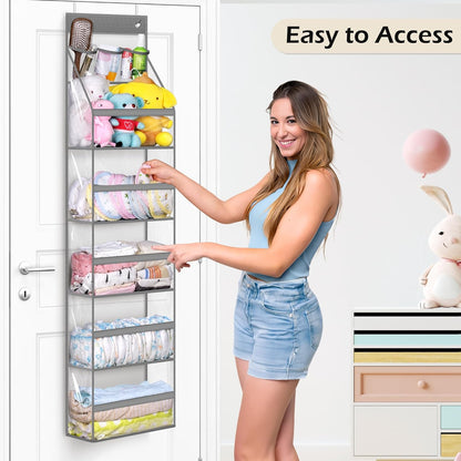 MISSLO Full Clear PVC Over the Door Organizer, Hanging Closet Storage with 5 Large Pockets for Bathroom & Bedroom