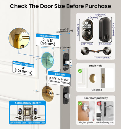 Veise Keyless Entry Door Lock with 2 Lever Handles - Electronic Keypad Deadbolt, Auto Lock, Back Lit & Easy Installation Design, Front Door Handle Sets, Satin Nickel