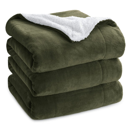Bedsure GentleSoft Sherpa Fleece Blankets Queen Size for Bed - Thick and Warm, Soft Fuzzy Plush Queen Blanket for Winter, Grey, 90x90 Inches