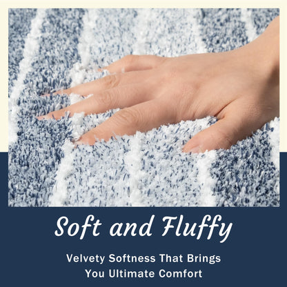 TANVILL Blue Bathroom Rug, Non-Slip Washable Absorbent Bath Mat