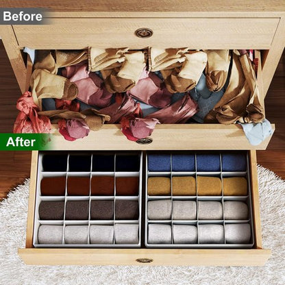 Homsorout Drawer Organizer - Large Fabric Divider for Clothing, Socks & Ties | Beige