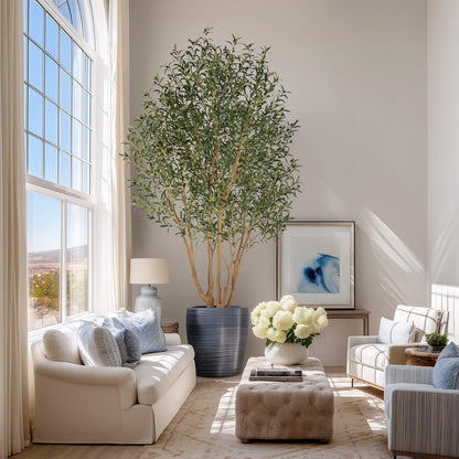 Nafresh Majestic Faux Olive Tree 9ft – Artificial Olive Tree Indoor & Outdoor with Lifelike Leaves & Textured Branches for Living Room, Office, Entryway,Patio