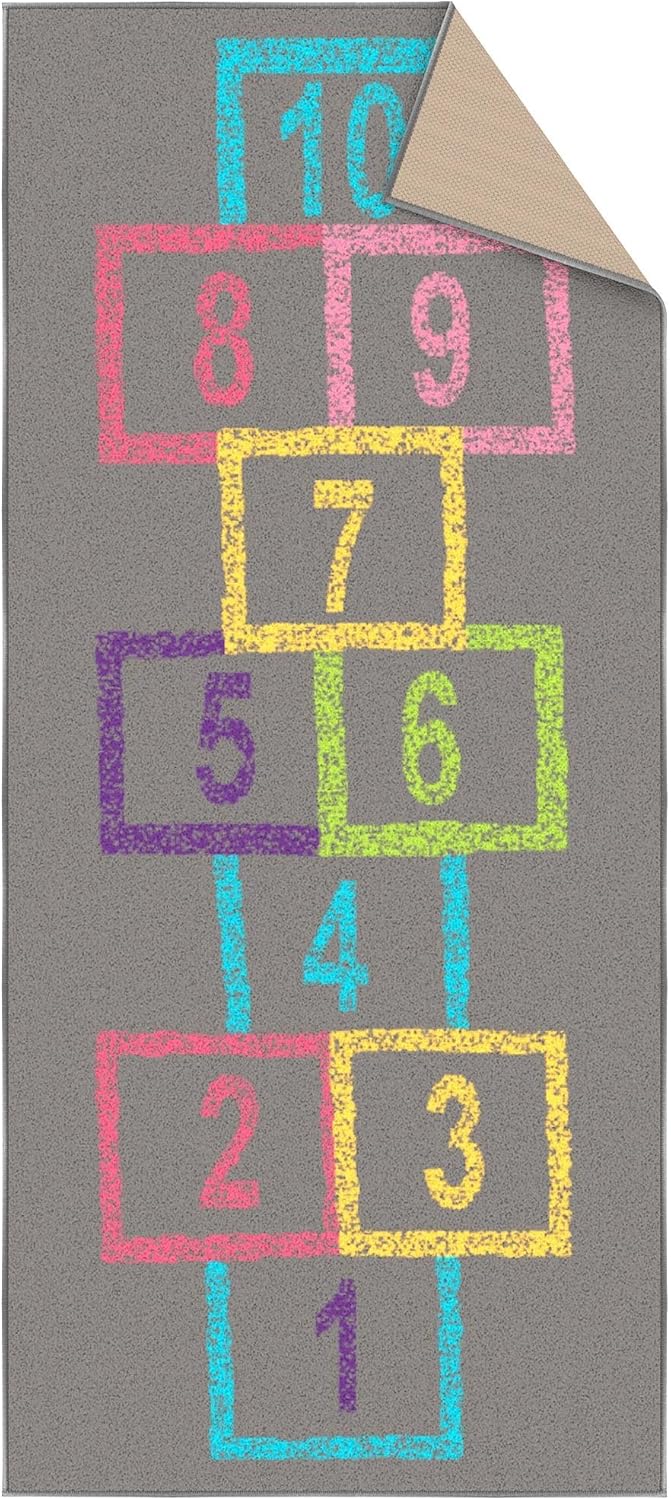 2'2" 6' Ottomanson x Hopscotch Kids Rug - Play Mat for Playroom, Bedroom, Daycare & Classroom - Fun & Interactive Game