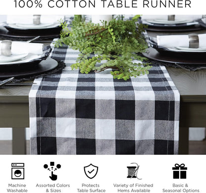 15x72 (15x77, DII Farmhouse Braided Stripe Table Runner Collection, Fringe Included), Stone