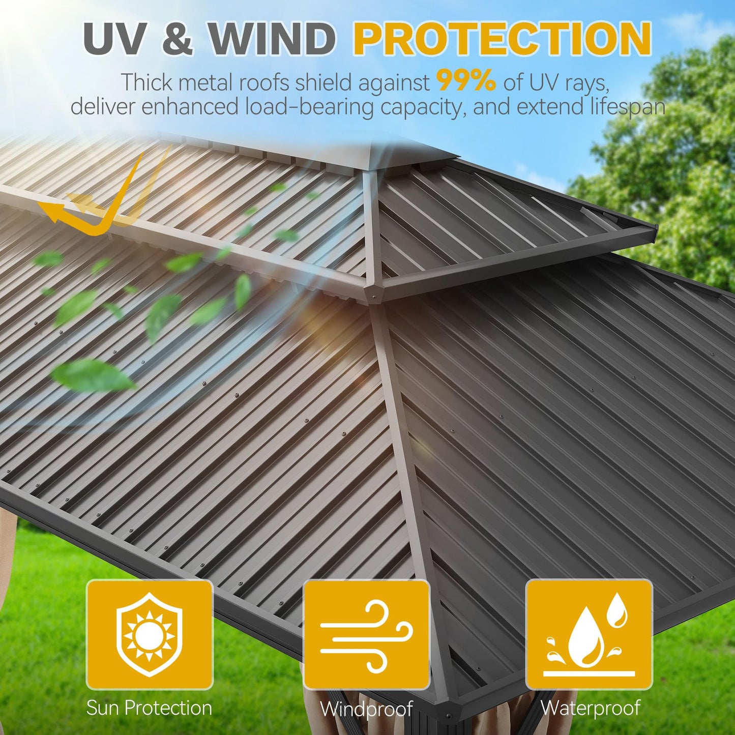 DWVO 20x12ft Aluminum Gazebo Hardtop Double Roof Canopy Outdoor Gazebo Galvanized Roof with Netting and Curtain Garden Tent for Patio, Backyard and Deck