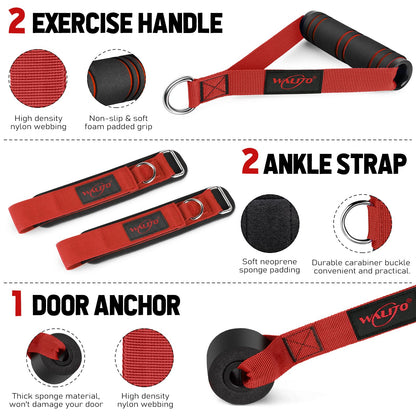 WALITO Resistance Bands Set - Exercise Bands with Handles, Door Anchor, Legs Ankle Straps, for Heavy Resistance Training, Physical Therapy, Muscle Training, Yoga, Home Workouts, Gym