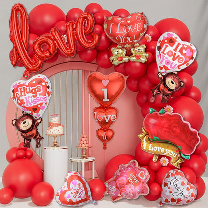 9 Pcs Valentines Balloons I Love You Foil Balloons 40 Inch Love Mylar Balloon Heart Shaped Balloon Propose Marriage Wedding Anniversary Valentines Day Decorations Supplies