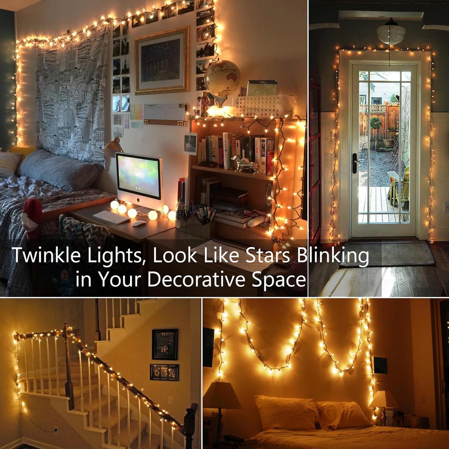 ODEETRONIC Twinkle String Lights, 21.63ft 100 Count Incandescent Brown Christmas Lights for Indoor Outdoor Decor