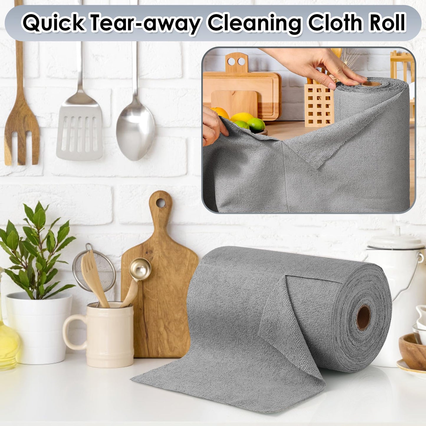 85 Pack Reusable Tear Away Microfiber Cleaning Cloth Roll, 10" x 10" Value Pack Kitchen Towels Washable Cleaning Rag Towels Multi-Purpose Microfiber Dish Cloths for Auto, House, Garage, Kitchen