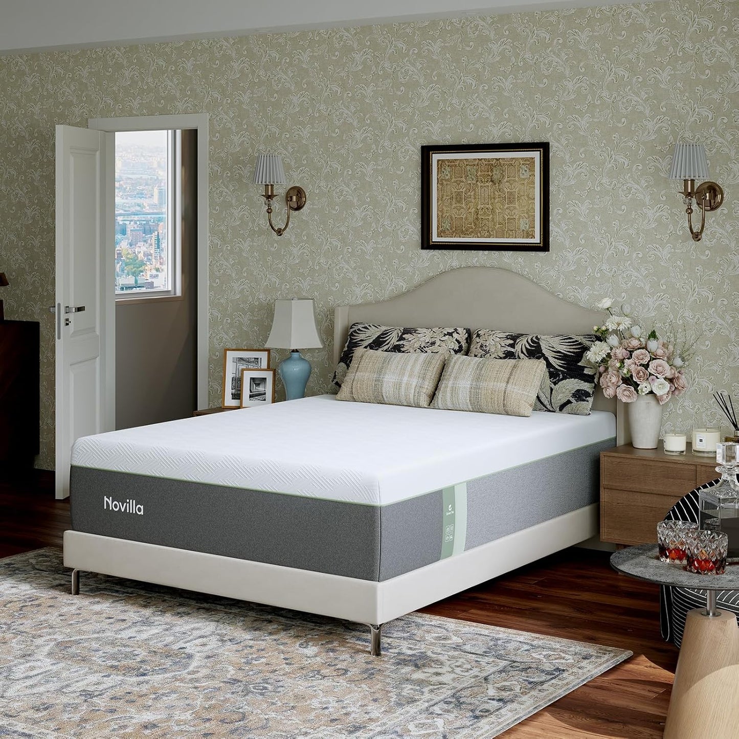 Novilla Bliss Twin XL Mattress - 10 Inch Green Tea Memory Foam for Refreshing Sleep | Cool-Touch Cover & Pain Relief