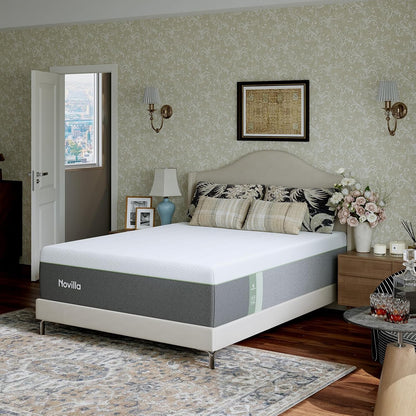 Novilla Bliss Twin XL Mattress - 10 Inch Green Tea Memory Foam for Refreshing Sleep | Cool-Touch Cover & Pain Relief