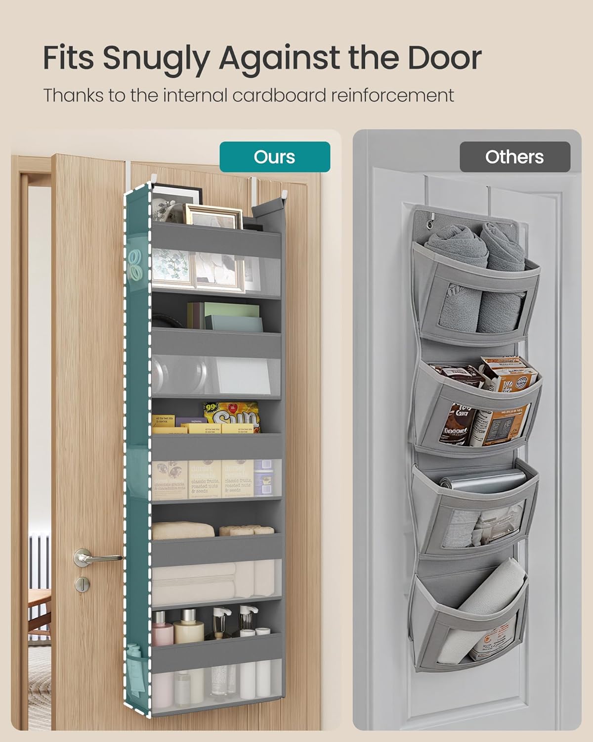 Set 2 5 5-Tier URDH008G01 SONGMICS Over The Door Organizers, of Hanging Door Organizers with Large Pockets, Fabric