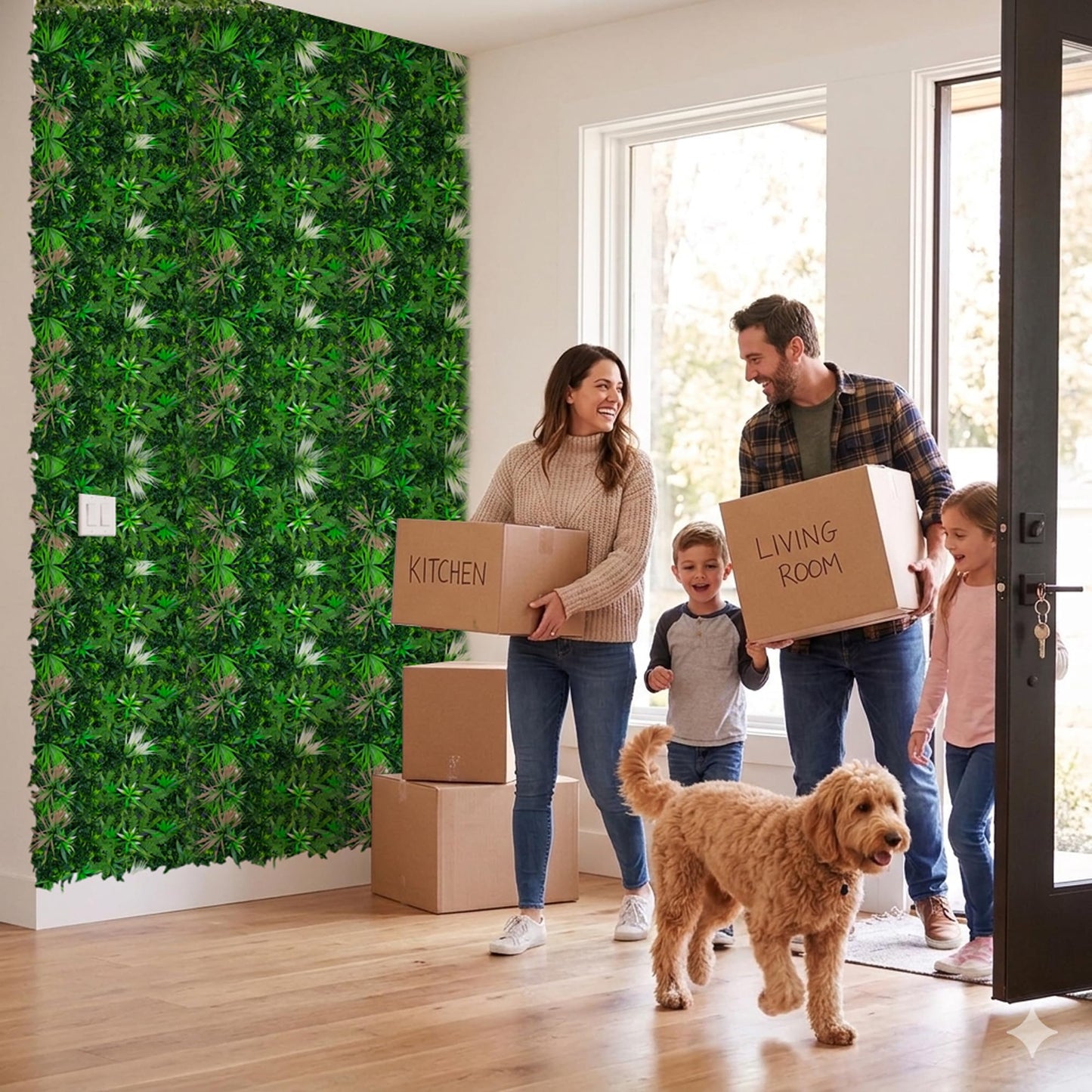 NatraHedge 20''X40'' Artificial Kauai Living Wall Grass Wall Decor, 5Pcs (28SqFt) Hedge Leaf Grass Panels for Indoor, Outdoor, Garden and Balcony Privacy Fence Screen