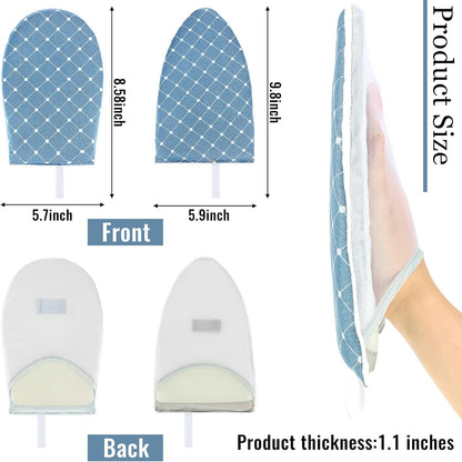 2 Pieces Gloves for Steamer, Waterproof Anti Steam Mitt with Finger Loop for Heat Resistant Ironing Board (Blue, Plaid)