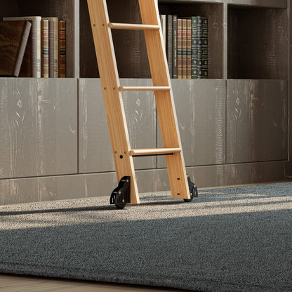 KINMADE 10 ft Rolling Library Ladder Kit with Ladder Included, Solid Red Oak Wood, Telescopic Upper Roller, Stable Style&Functional Design