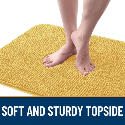 OLANLY Dog Door Mat - Absorbent Non-Slip Washable Doormat for Muddy Paws | Quick Dry Chenille, 24x16, Yellow