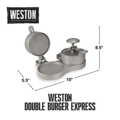Weston Burger Press, Makes 4 1/2" Diameter Patties for Hamburger, Crab Cakes, Sausage, 1/4lb to 3/4lb, with Spring Ejector for Easy Removal, Double, Non-stick Heavy-Duty Cast Aluminum (07-0701)