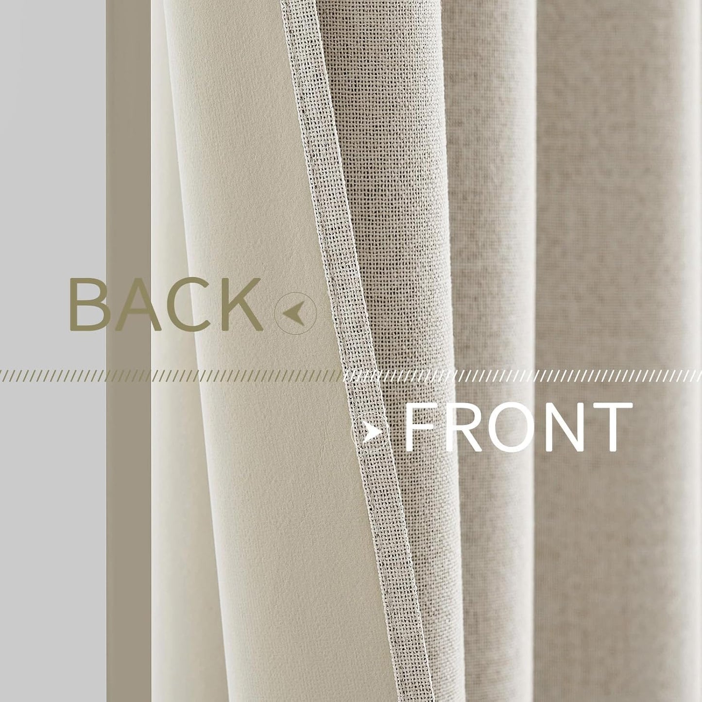 MIULEE 100% Blackout Linen Curtains - Thermal Insulated Birch Grommet Drapes for Bedroom & Living Room | 52 x 84 Inch (2 Panels)