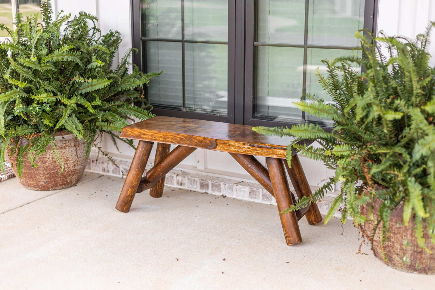 SRL Rustic Logwerks Indoor Bench — Pine & Cedar Wood Bench — Front Porch Decor — Live Edge Small Bench for Entryway, Garden & More — Handcrafted Bench — Rustic Furniture (36”, Outdoor Honey Pine)