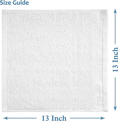 12 Pack 13x13 inches 100% Set Casa Platino White Washcloths - - Cotton - Premium Quality Wash Cloths for Bathroom
