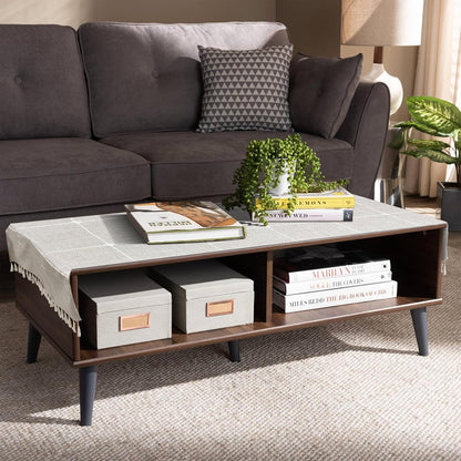 Bzvystux Coffee Table Cloth, Table Cover with Pockets and Tassel,Coffee Grid for Living Room Small Rectangle