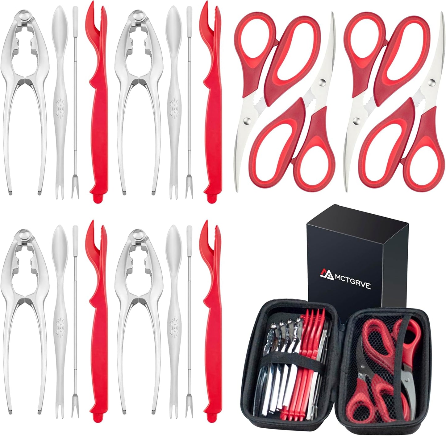 MCTGRVE Tools21-piece Set 4 4 4 4 4 1 Set Crab Crackers and Seafood Tools includes Crab Crackers, Lobster Shellers