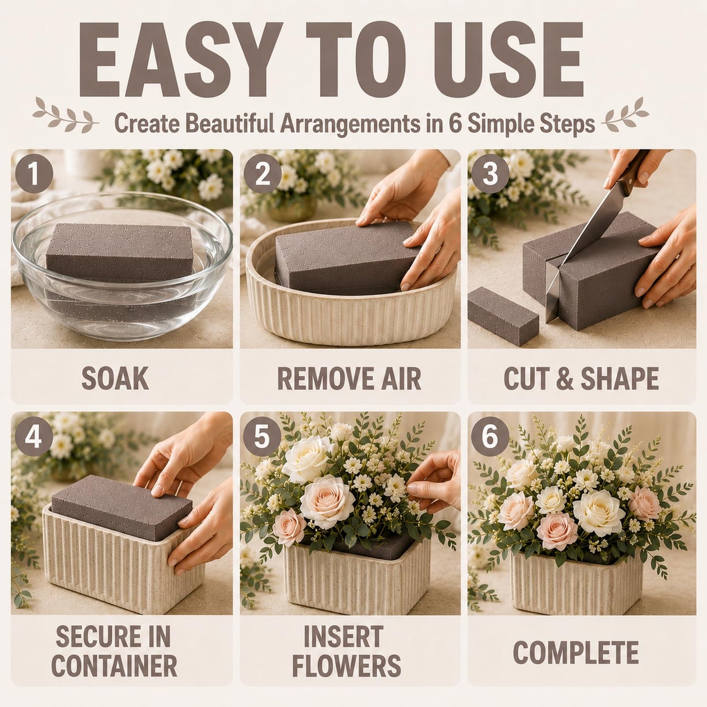 30 Pack Floral Foam Blocks for Fresh and Artificial Flowers – Grey Wet Foam for Flower Arrangements, Florist Foam for Centerpieces, Bouquets, Crafts, DIY Cutting (Grey)