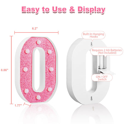 Valentine’s Day Decorations – Galentines LED LOVE Marquee Light Letters, Pink Glitter Battery Operated Tabletop Sign for Home, Party, Shelf and Mantel Décor