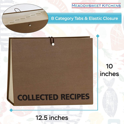 Meadowsweet Kitchens Recipe Binder - Accordion Style File Organizer for Recipes, Brown & Metallic