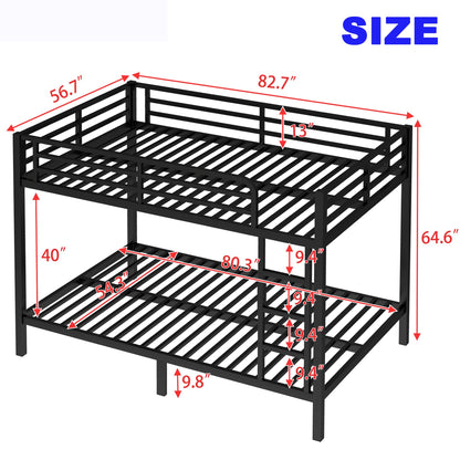 SIMPLEZC Upgraded Version Thickened Heavy-Duty Metal Full XL Over Full XL Bunk Bed, Higher Quality & Stronger Steel Bunk Bed Full XL Size with Ladder and Guard Rail for Adults (Black, Full XL)