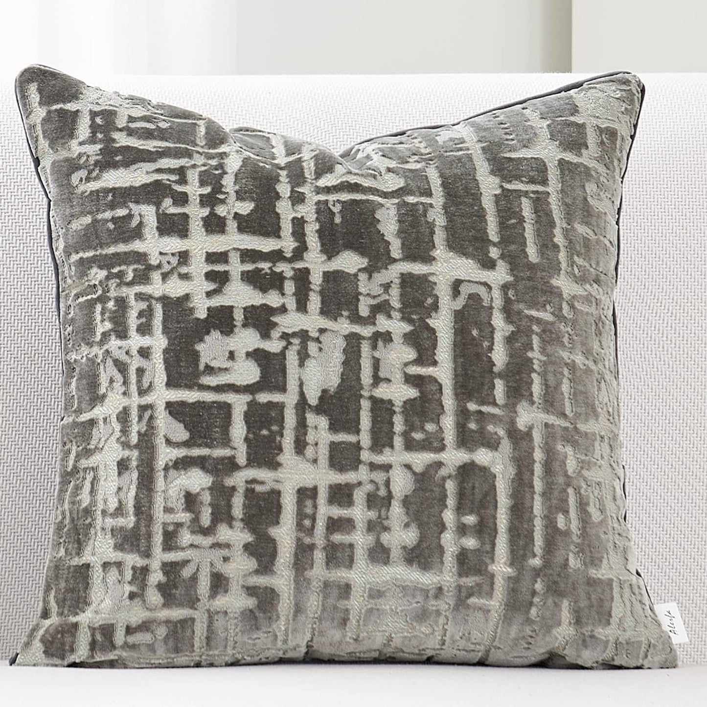18x18 Inch Alerfa Square Geometrical Plaid Striped Cut Velvet Throw Pillow Cover Luxury Modern Decorative Accent Pillow
