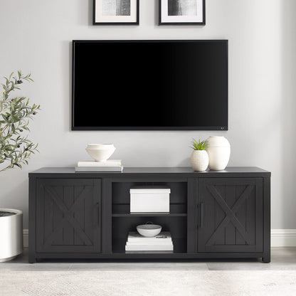 Crosley Furniture Gordon Low Profile TV Stand for 65+ inch TVs, Entertainment Center with Storage Shelves, Black
