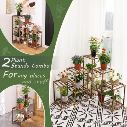 5 10 Uneedem Wood Plant Stand Indoor Outdoor Corner Plant Shelf Stand, Tiered Potted Flower Plant Stands for Indoor