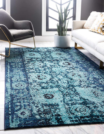 Unique Loom Medici Collection Vintage Botanical Traditional Blue Area Rug (10' 0 x 13' 0)
