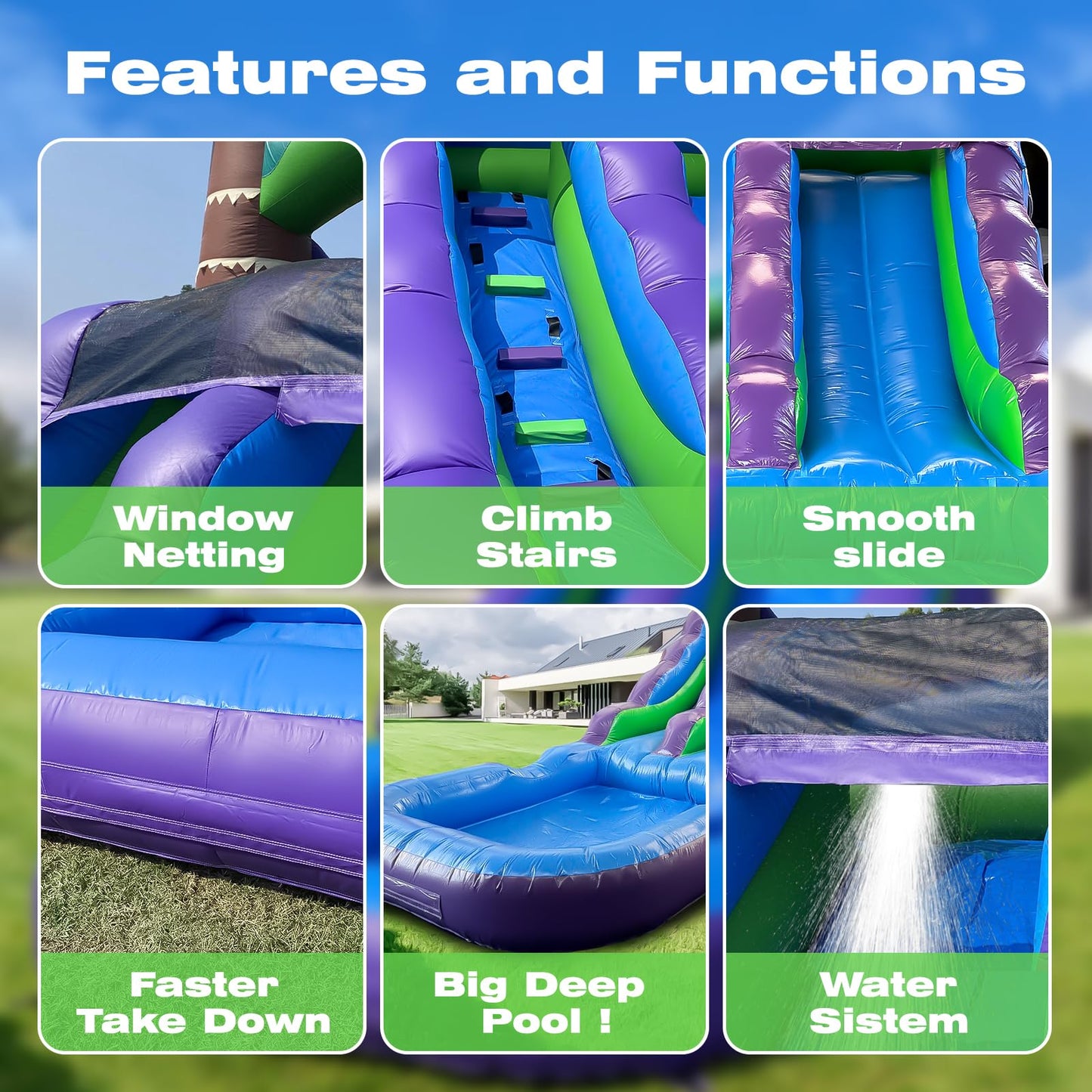 iLink-outer Inflatable Commercial Grade Water Slide with Water Tube and Blower for Kids and Adults All Age 21 x 12 x 9 FT Wet and Dry Huge PVC Pool for Summer Party