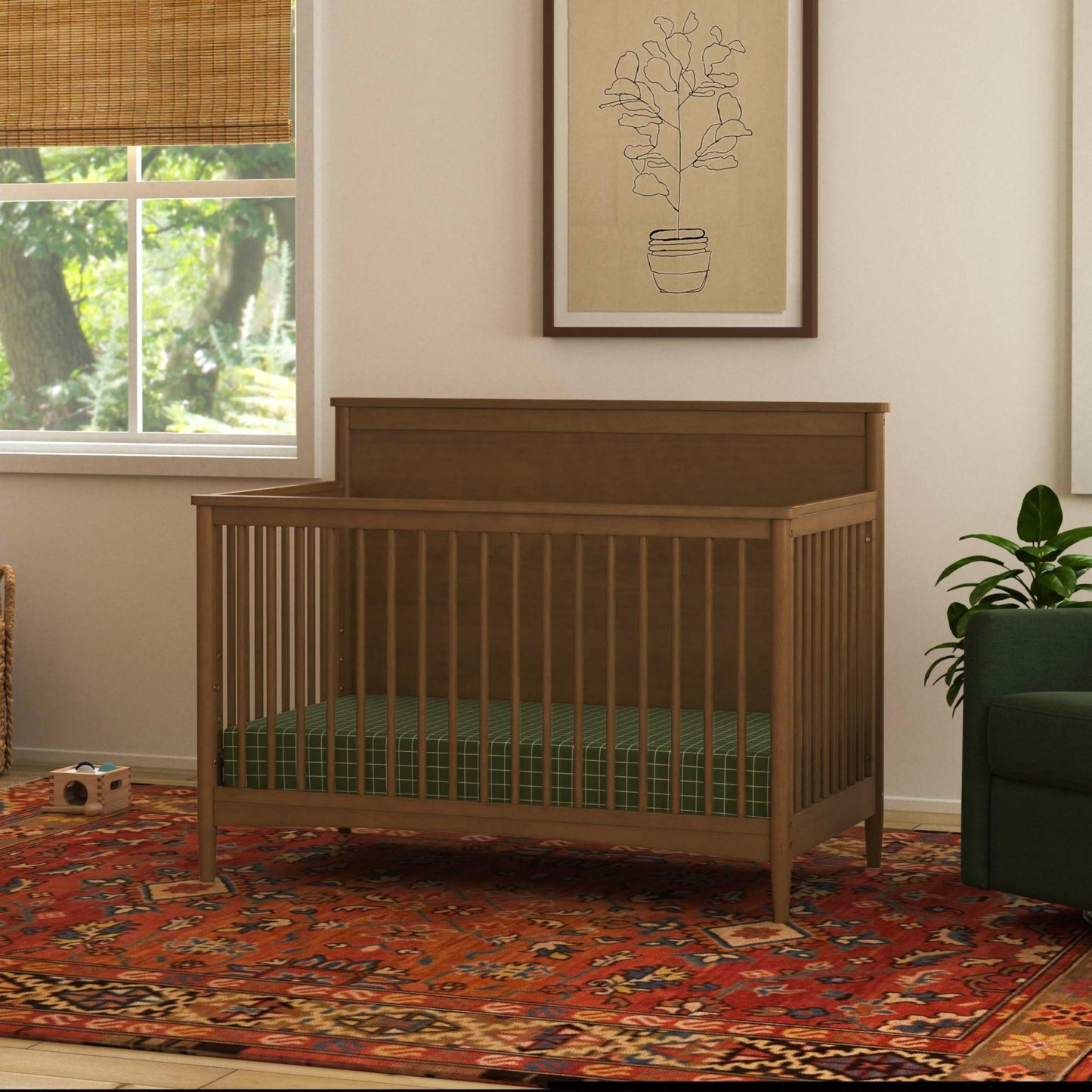 Davinci Frem 4-in-1 Convertible Crib in Walnut, GREENGUARD Gold Certified