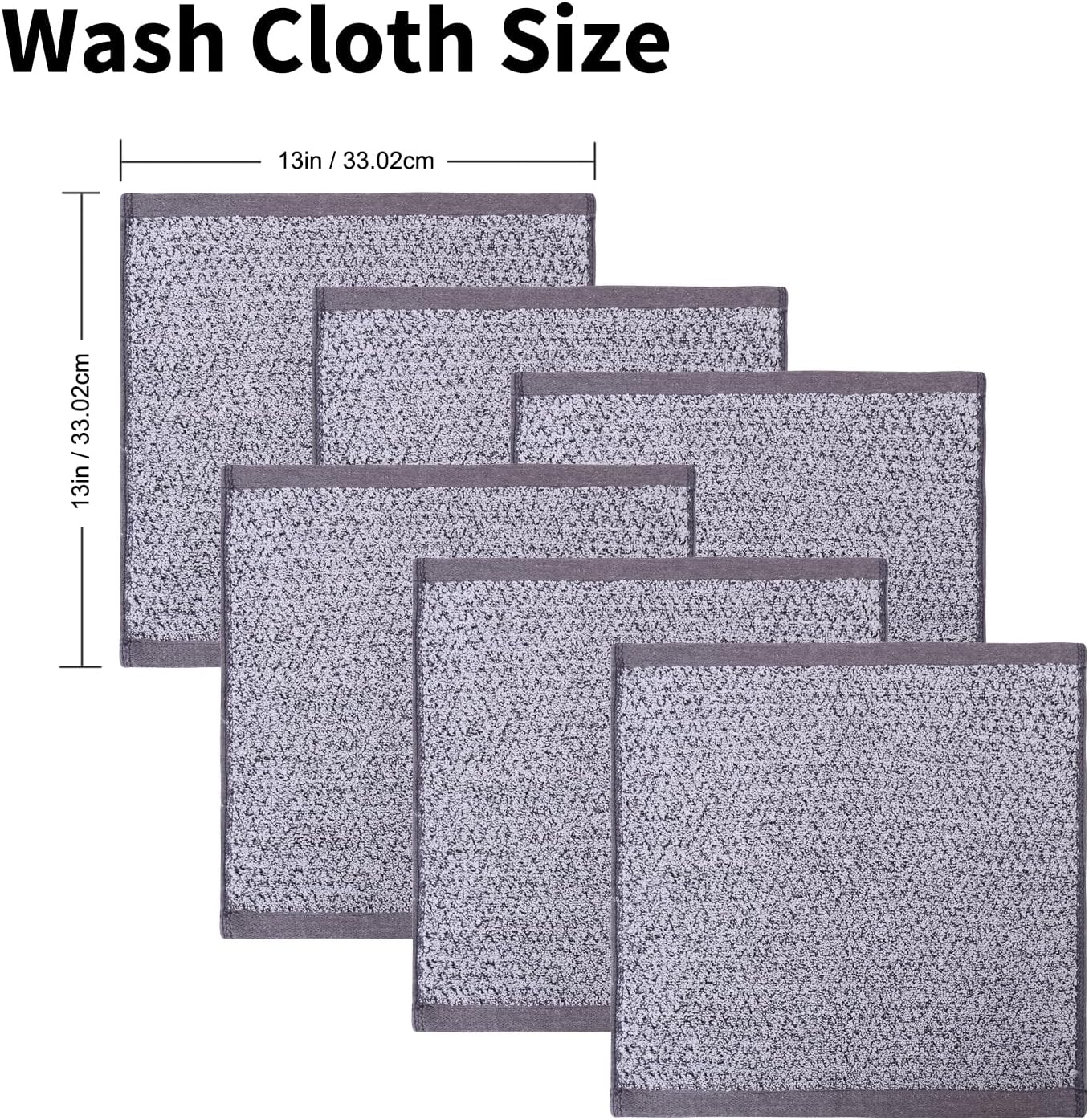 6-Pack Set 13" 13") Everplush Premium Washcloths Ultra Absorbent, Super Soft Essential Washcloths for Bathroom, Spa