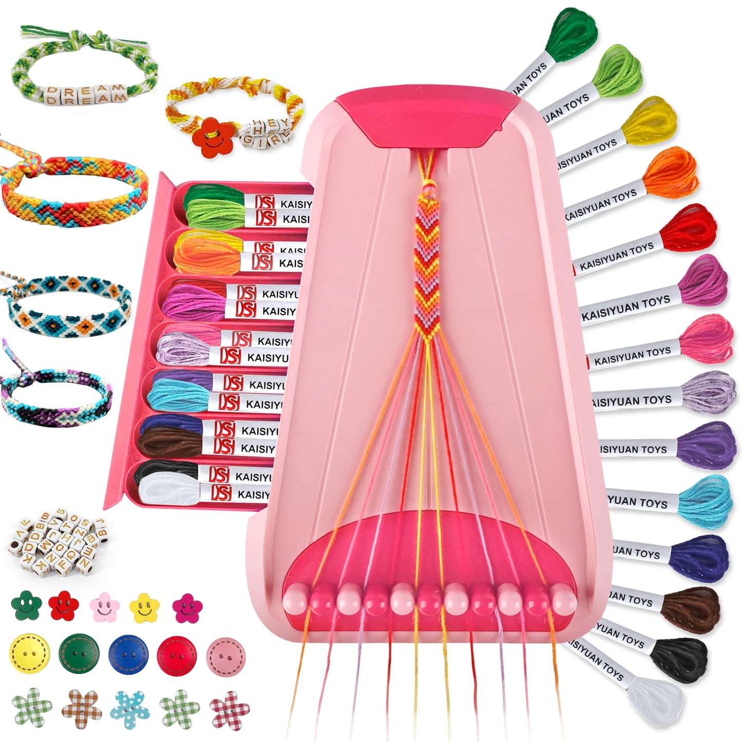 Friendship Bracelet Making Kit for Girls Ages 8-12, Kids Jewelry Making Kit with 28 Pre-Cut Threads and Letter Beads, Arts and Crafts for Kids, Birthday Easter Gifts for 6 7 8 9 10 11 12 Year Old