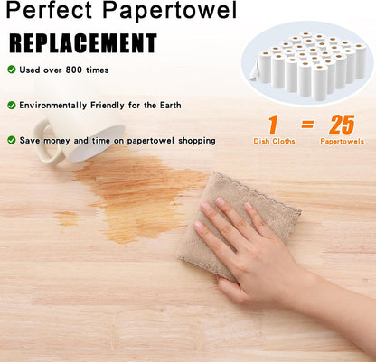 12 Pack (10 10 Inches, Homaxy Kitchen Dish Cloths x Tan), Super Soft and Absorbent Coral Velvet Dish Towels, Nonstick