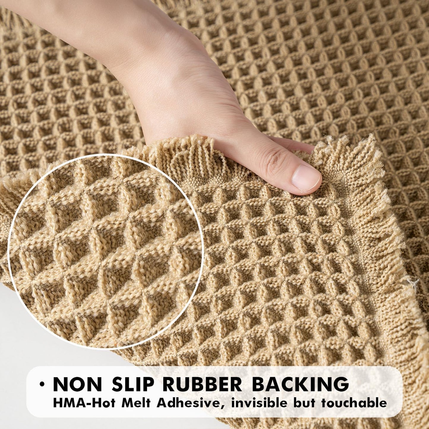 MIULEE Waffle Bathroom Rugs Set of 2 - Non-Slip, Super Absorbent & Ultra Soft | Brown, 18x30 Inch