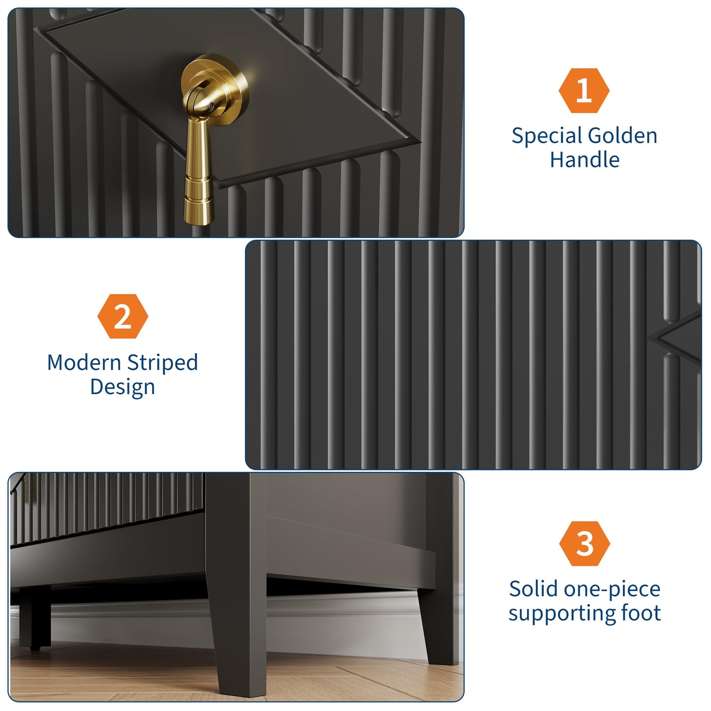 GarveeHome Fluted Dresser for Bedroom, 54 Inch Wide 6-Drawer Wood Dresser, Modern Chest of Drawers, Storage Organizer Cabinet for Living Room, Hallway, Entryway, Black