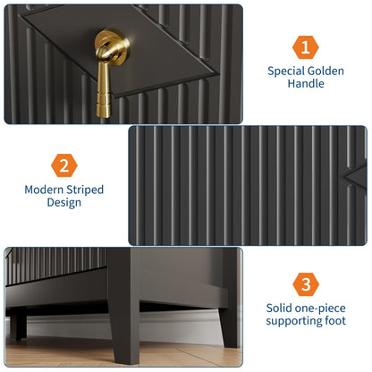 GarveeHome Fluted Dresser for Bedroom, 54 Inch Wide 6-Drawer Wood Dresser, Modern Chest of Drawers, Storage Organizer Cabinet for Living Room, Hallway, Entryway, Black